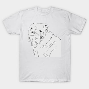 Grey line art bulldog portrait T-Shirt